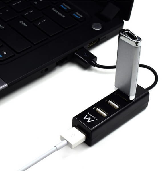 Ewent - Mini HUB USB Ewent 2.0 de 4 Portas Preto