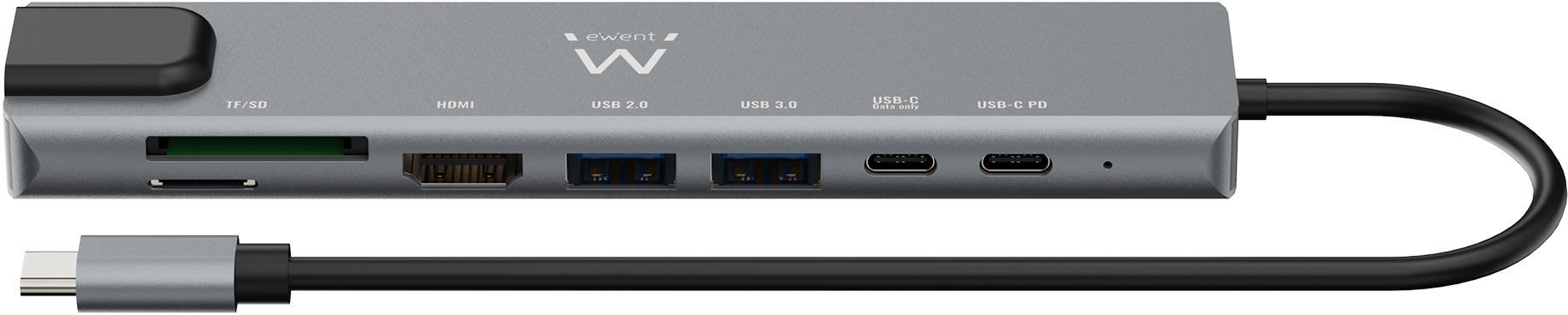 Ewent - HUB USB-C Ewent EW1146 8-Port Cinza