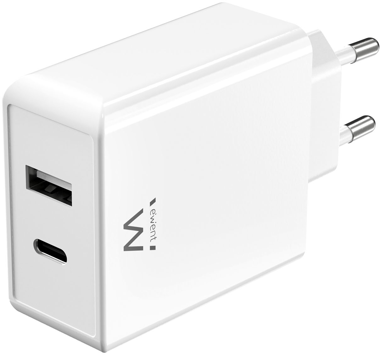 Ewent - Carregador Ewent EW1328 USB-C/USB-A 45W QC 3.0 GaN Branco