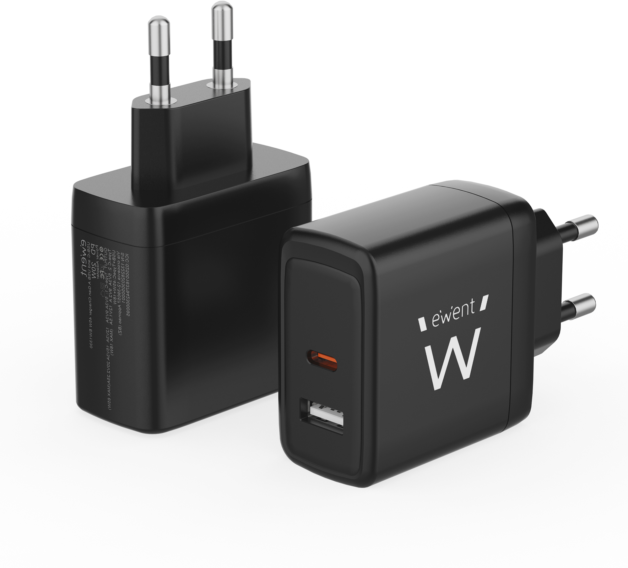 Ewent - Carregador Ewent EW1330 USB-C/USB-A GaN Fast Charger 65W Preto