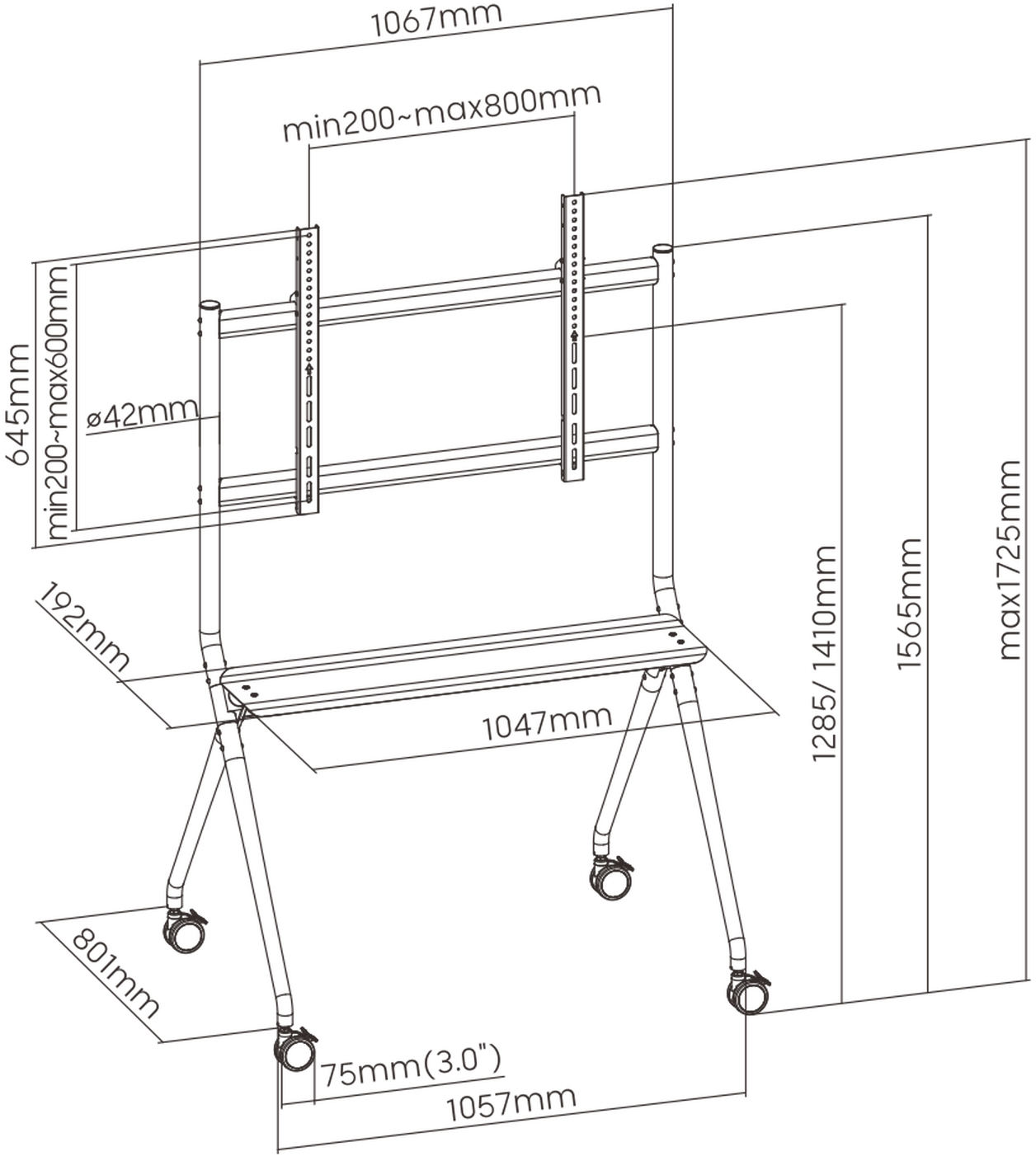 Ewent - Suporte Móvel Ewent EW1542 TV Mounting Bracket XL 50" - 86"