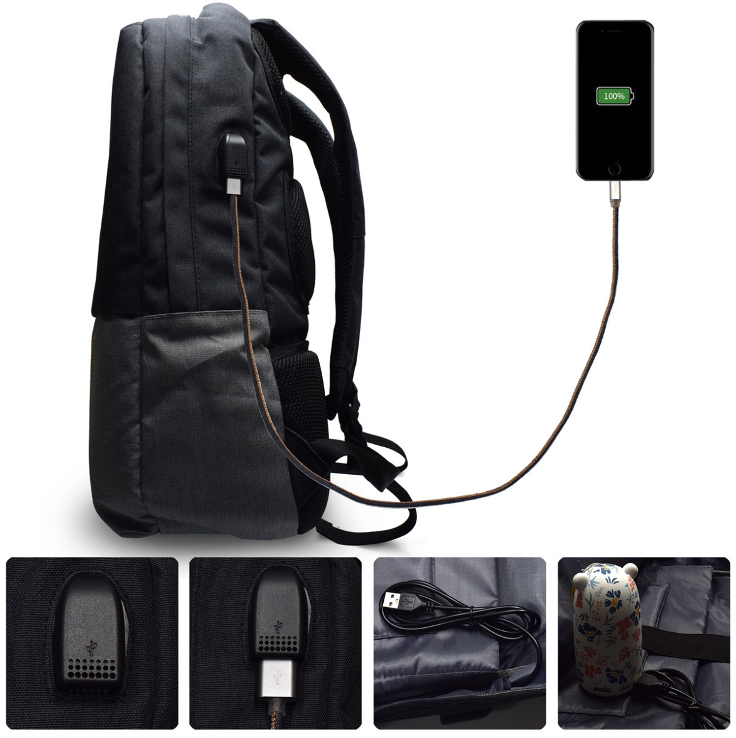 Ewent - Mochila Ewent EW2529 Urban Notebook Backpack 17.3" Preta c/ Outlet USB