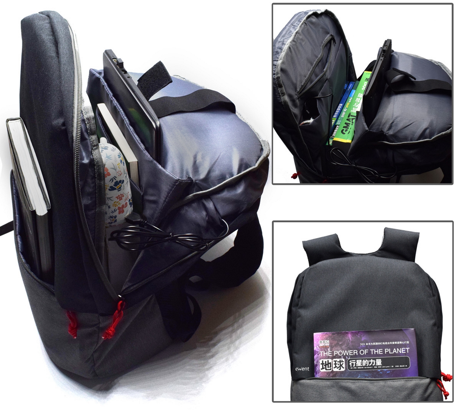 Ewent - Mochila Ewent EW2529 Urban Notebook Backpack 17.3" Preta c/ Outlet USB