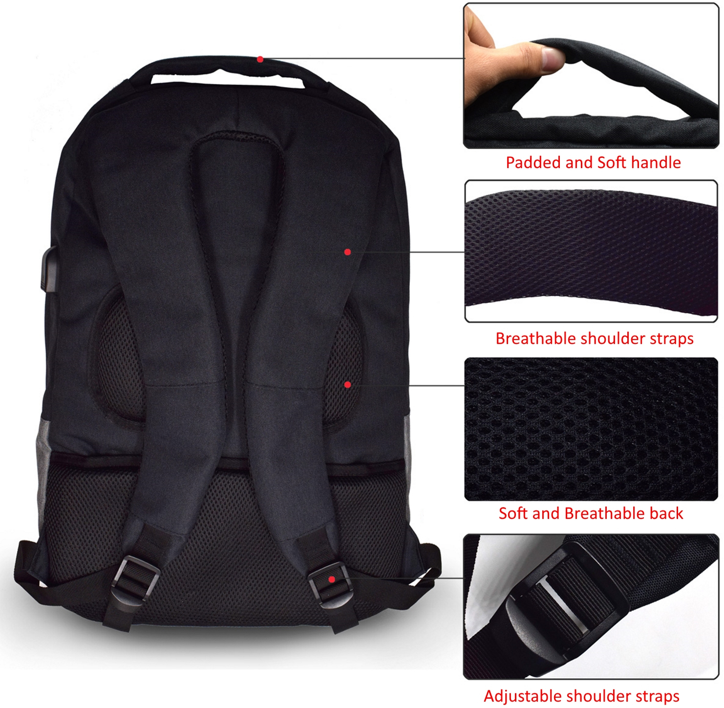 Ewent - Mochila Ewent EW2529 Urban Notebook Backpack 17.3" Preta c/ Outlet USB