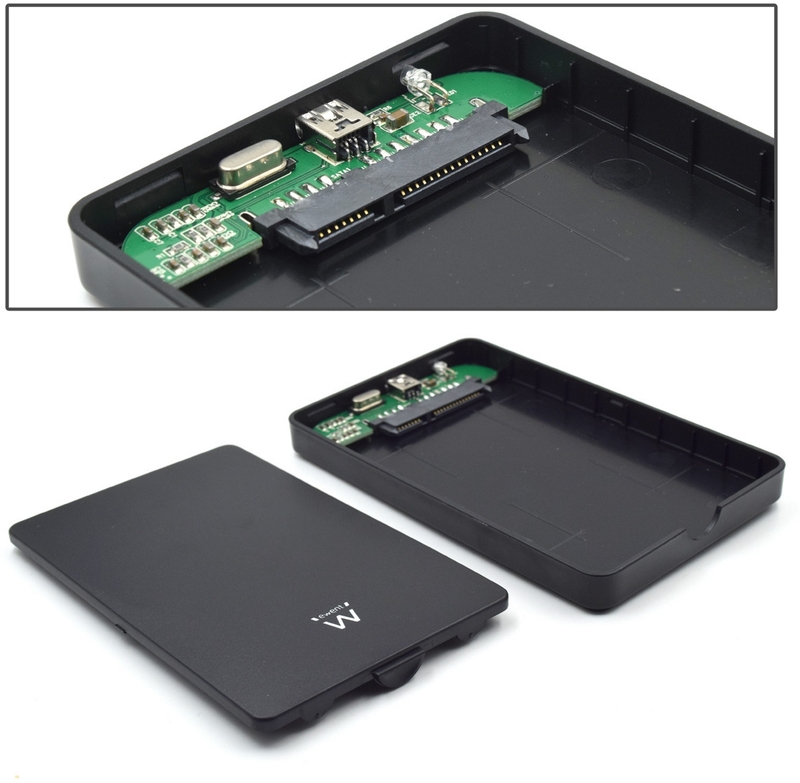 Ewent - Caixa HDD/SSD Ewent 2.5" SATA USB 2.0 Preta s/parafusos