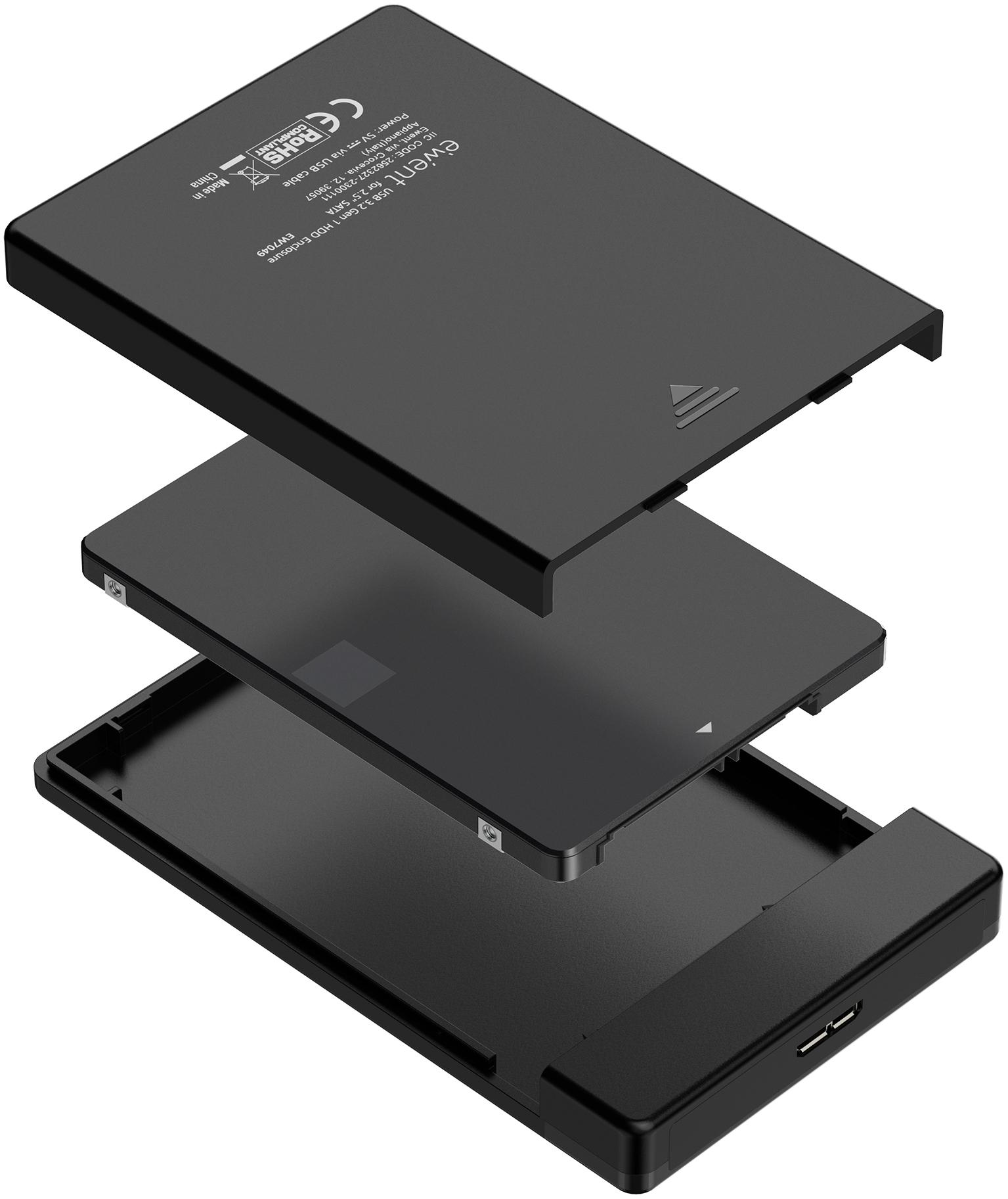 Ewent - Caixa Externa 2.5" Ewent EW7049 USB 3.2 Gen 1 (USB 3.0) SATA HDD/SSD Preta