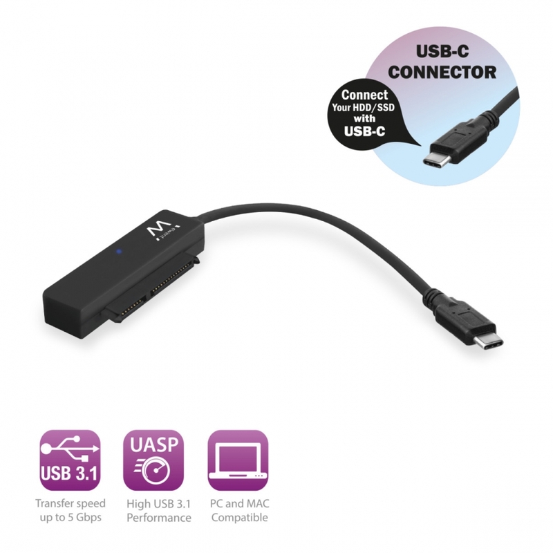 Ewent - Adaptador Gigabit Ewent USB-C 3.1 Gen 1 Macho > SATA 2.5" Macho Preto