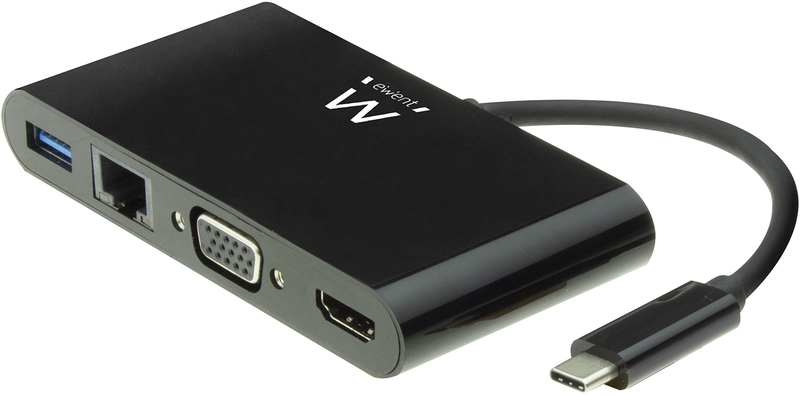 Docking Station Ewent USB-C > HDMI / VGA 4K + Ethernet + Hub USB