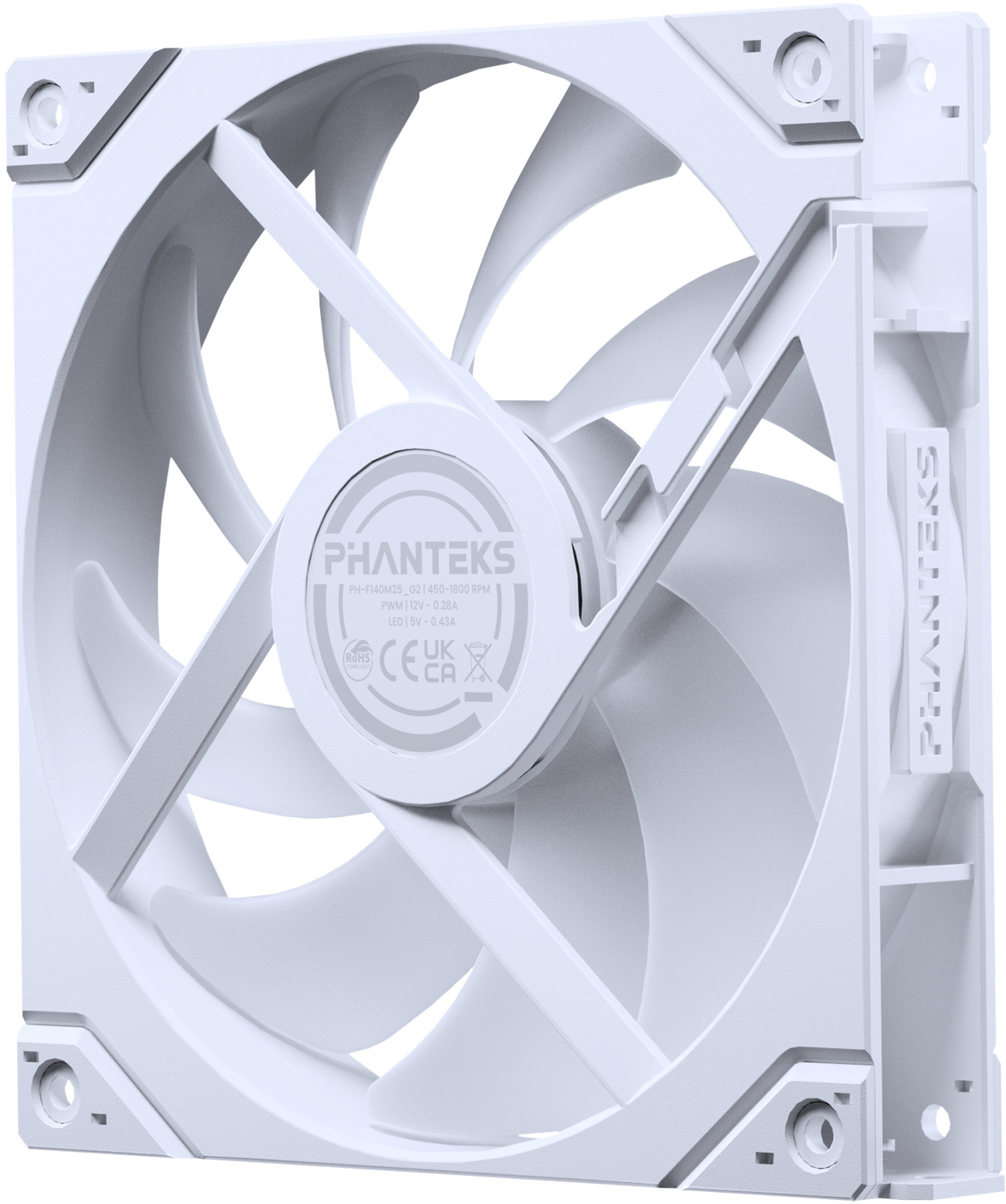 Phanteks - Ventoinha Phanteks M25 Gen2 140mm PWM Fan Reversed Airflow DRGB Branco