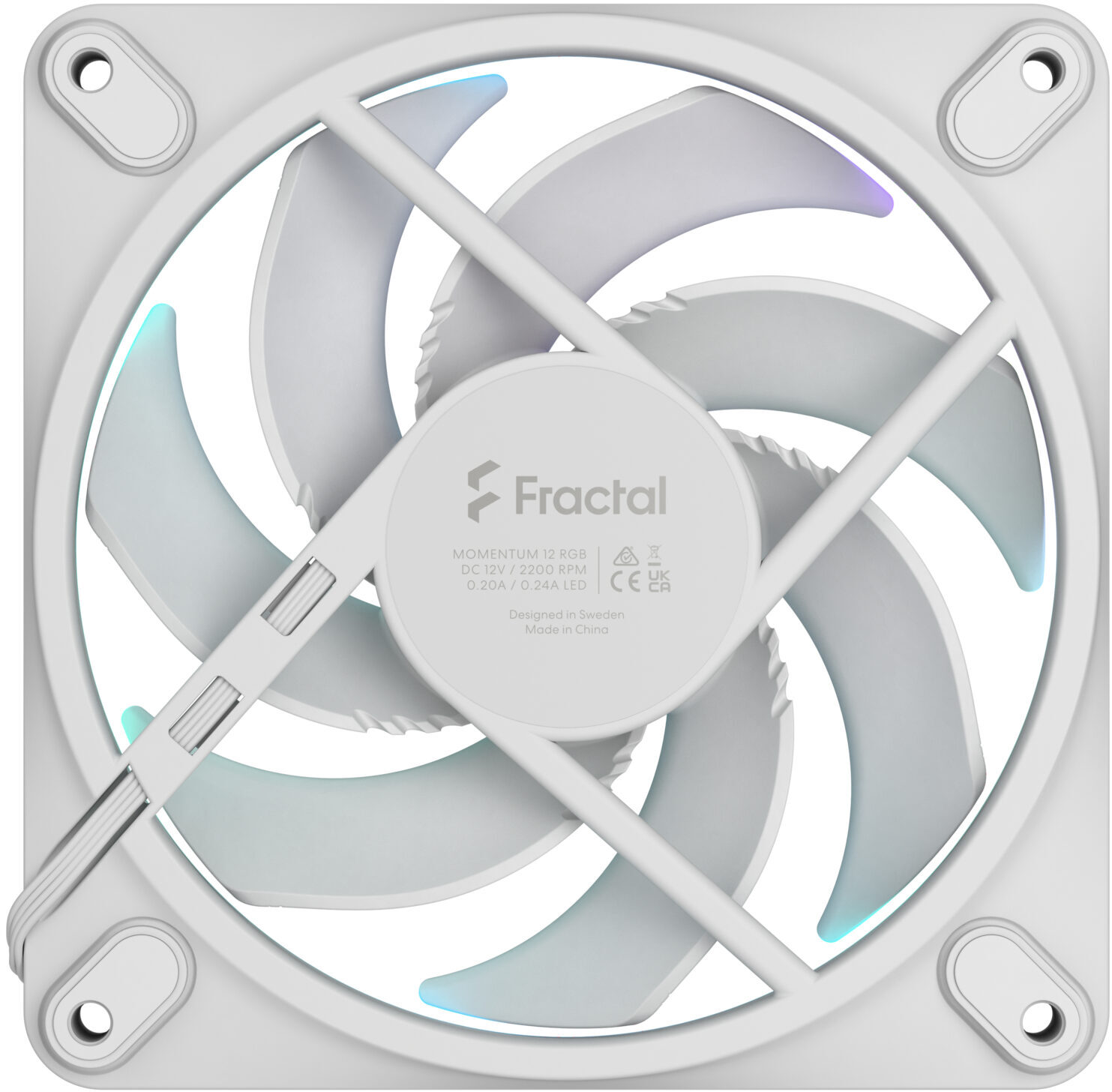 Fractal Design - Ventoinha Fractal Design Momentum 12 120mm 2200RPM 8 Pinos RGB Branca