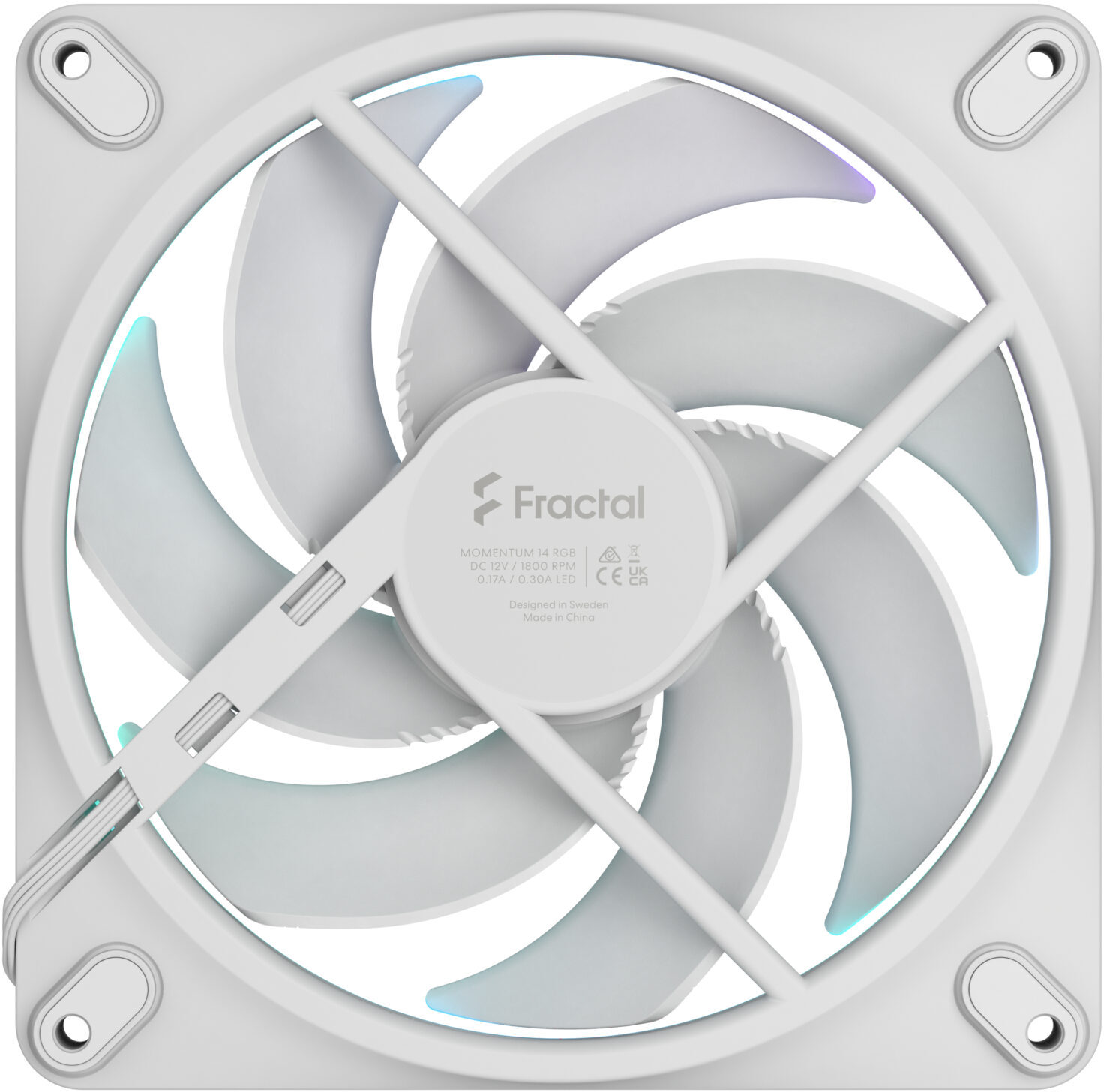 Fractal Design - Ventoinha Fractal Design Momentum 14 140mm 1800RPM 8 Pinos RGB Branca