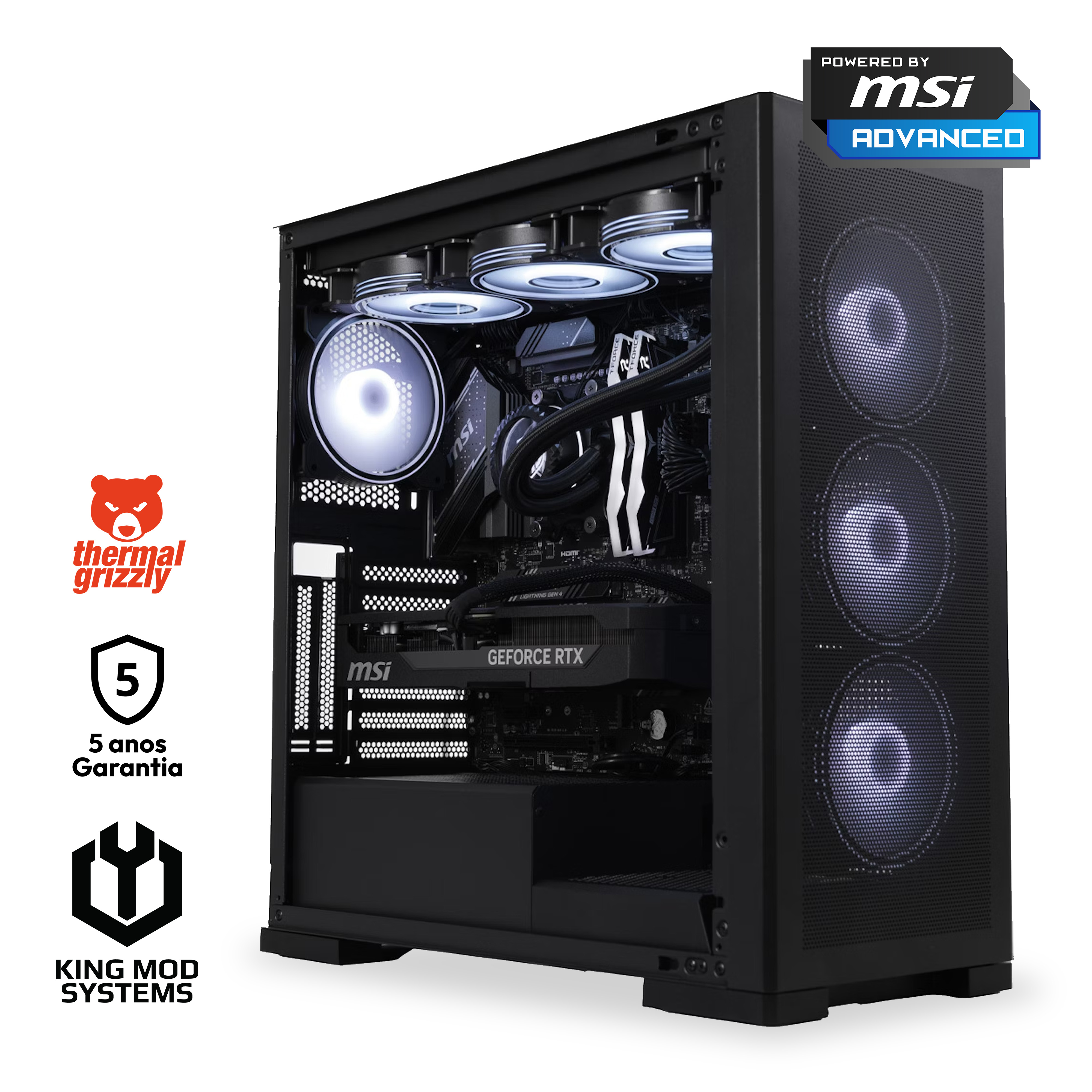 King Mod Systems - Computador King Mod Gamer-PC Powered by MSI - Mach 6 Ryzen 7 9800X3D 32GB DDR5 2TB RTX 5080 WiFi W11