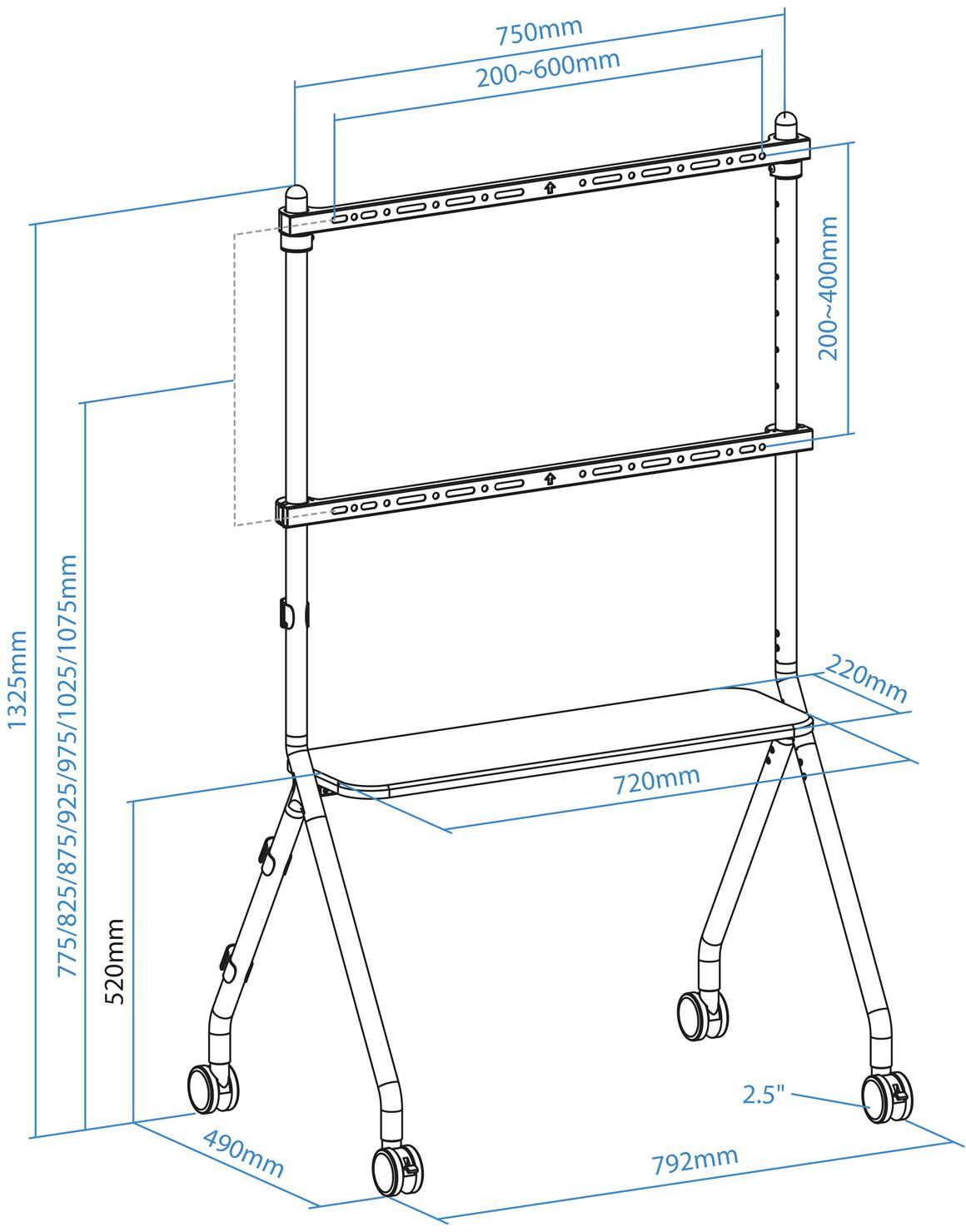 Tooq - Suporte Móvel Tooq iLOVE 49" a 80" Máx. 50Kg Branco