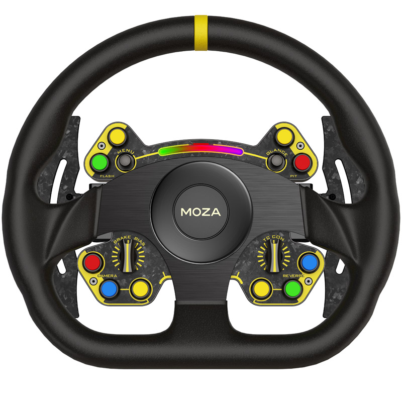 Moza Racing - Bundle MOZA R21 Wheelbase + Volante RS Wheel formato D em couro + Painel RM Racing