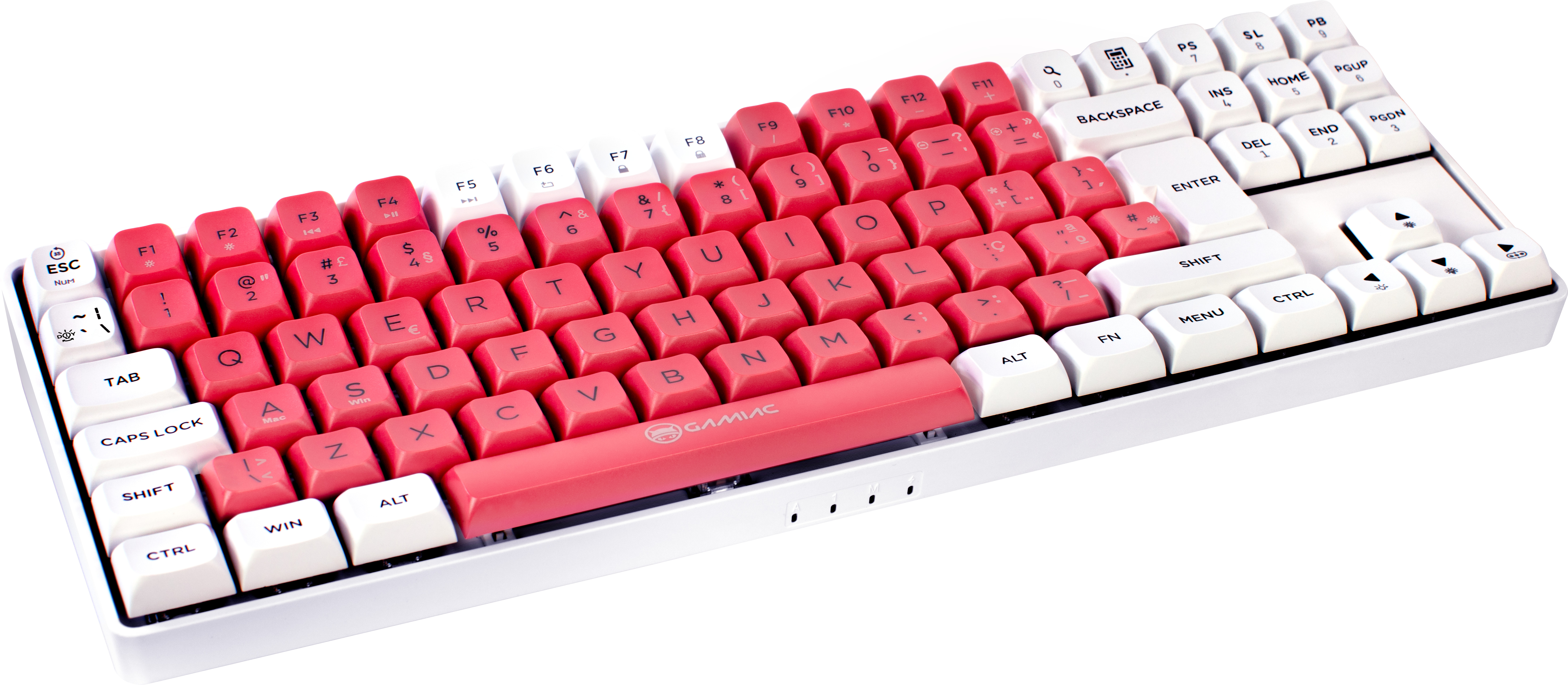 GAMIAC - Teclado Mecânico GAMIAC TKL RGB90G Kailh Red Branco/Rosa (PT)