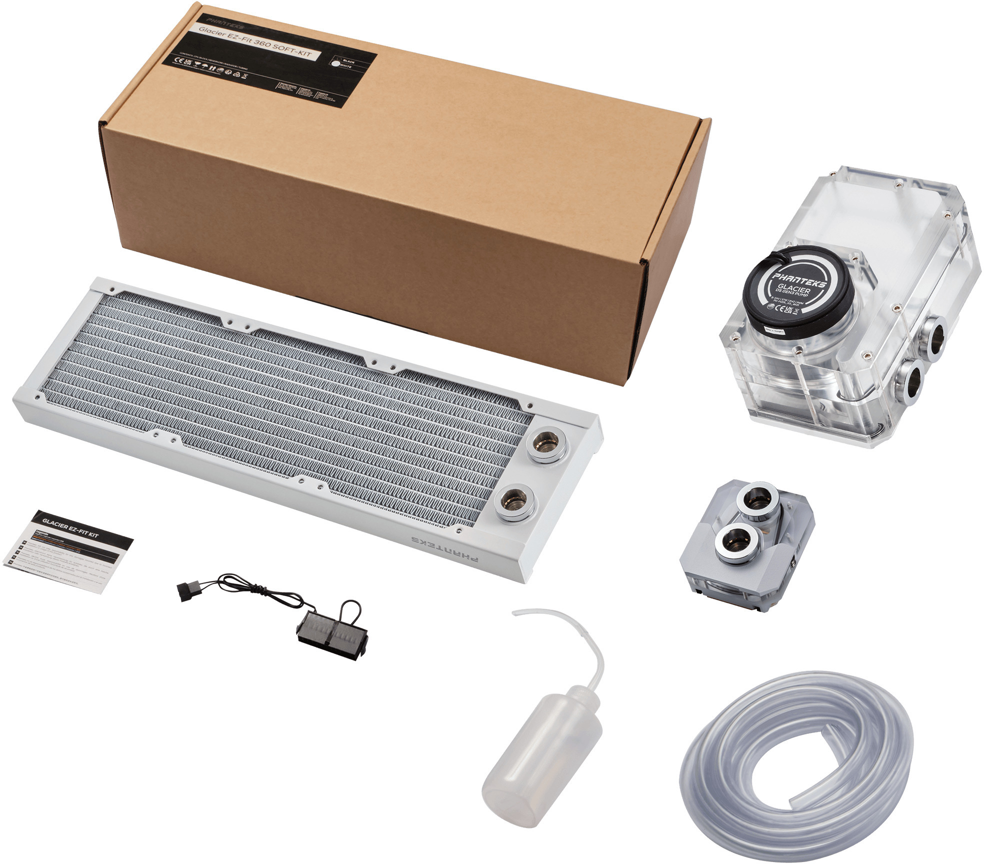 Kit Watercooling Phanteks Glacier EZ-Fit 360mm - Branco (Tubo Flexível)