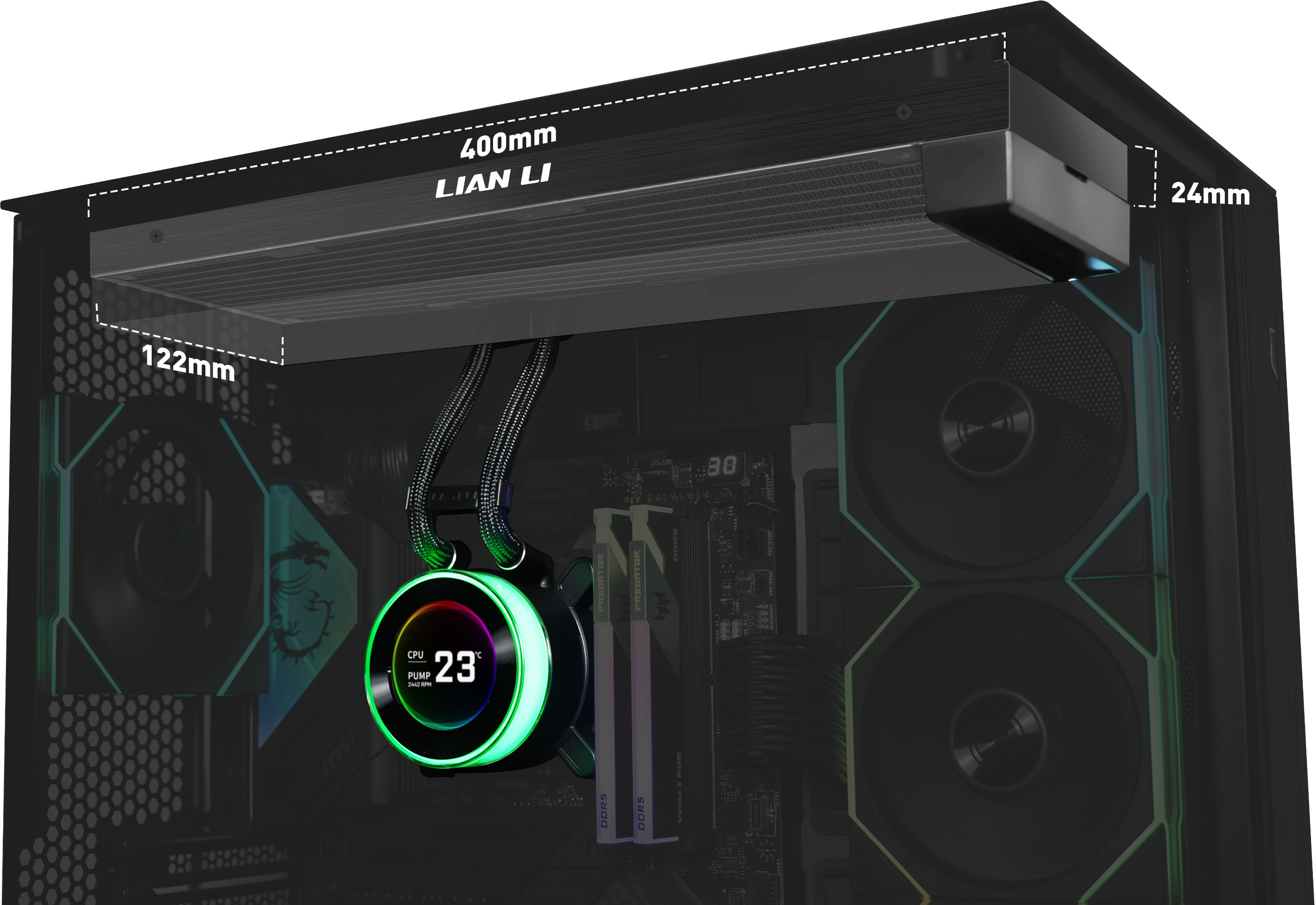 Lian Li - Water Cooler CPU AIO Lian Li HydroShift II LCD 360 Preto - 360mm S/Ventoinhas