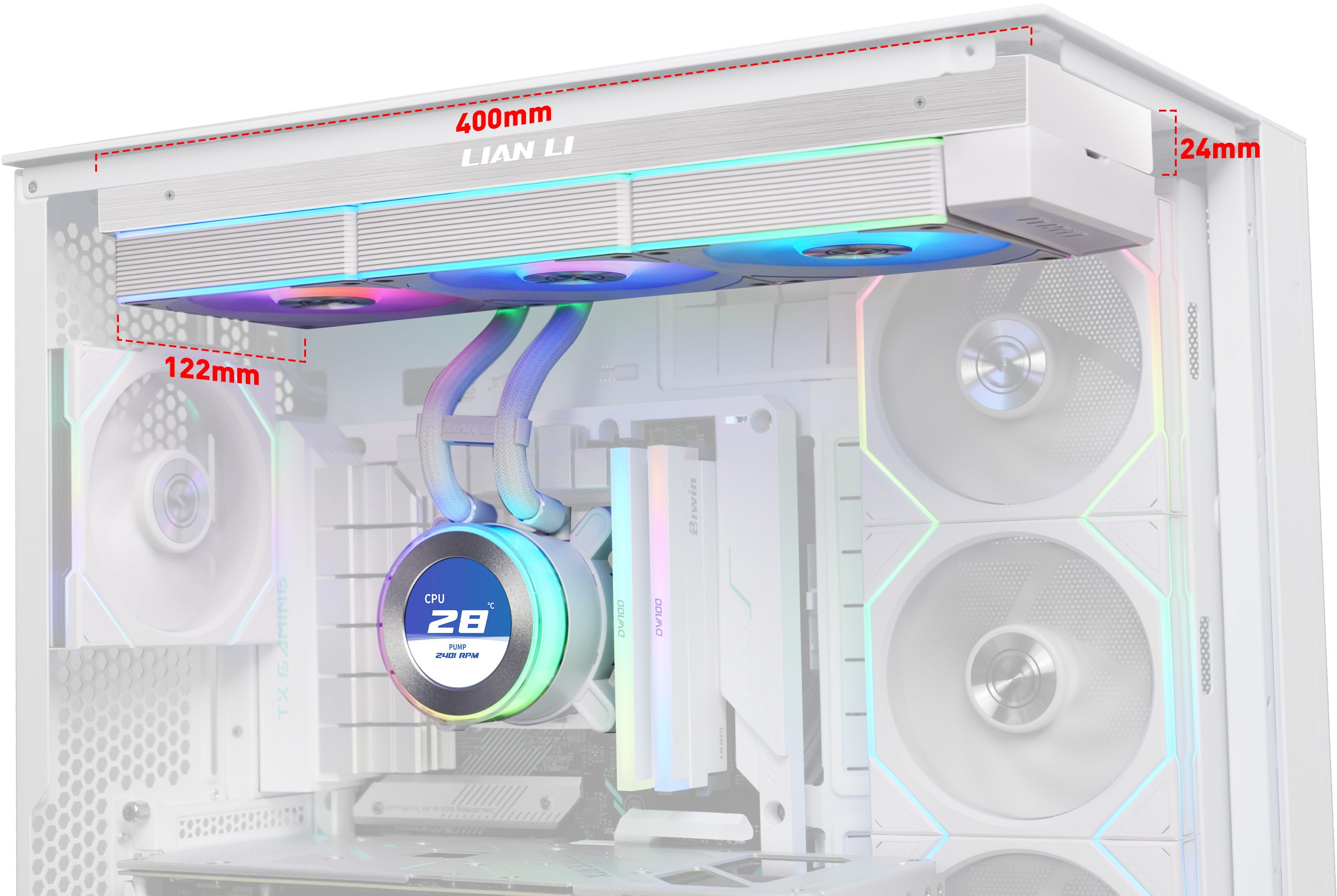 Lian Li - Water Cooler CPU AIO Lian Li HydroShift II LCD 360R Branco - 360mm