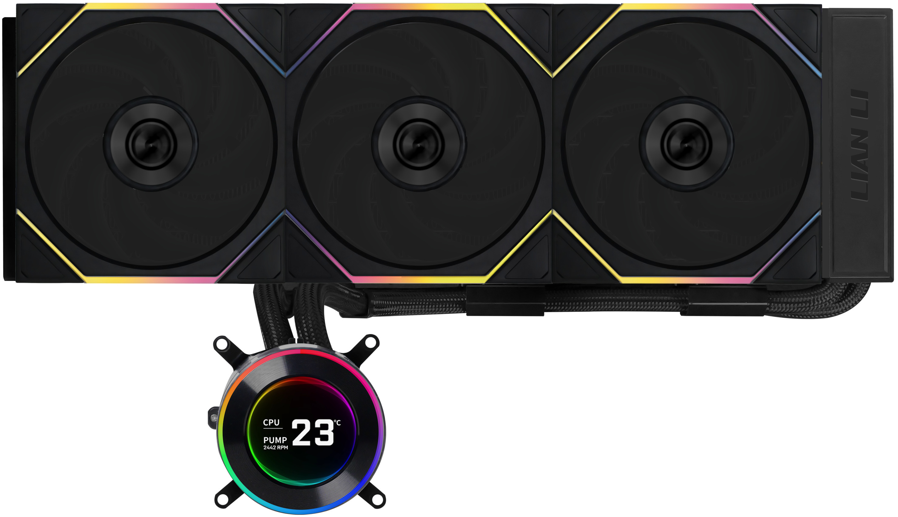 Water Cooler CPU AIO Lian Li HydroShift II LCD 360TL Wireless Preto - 360mm
