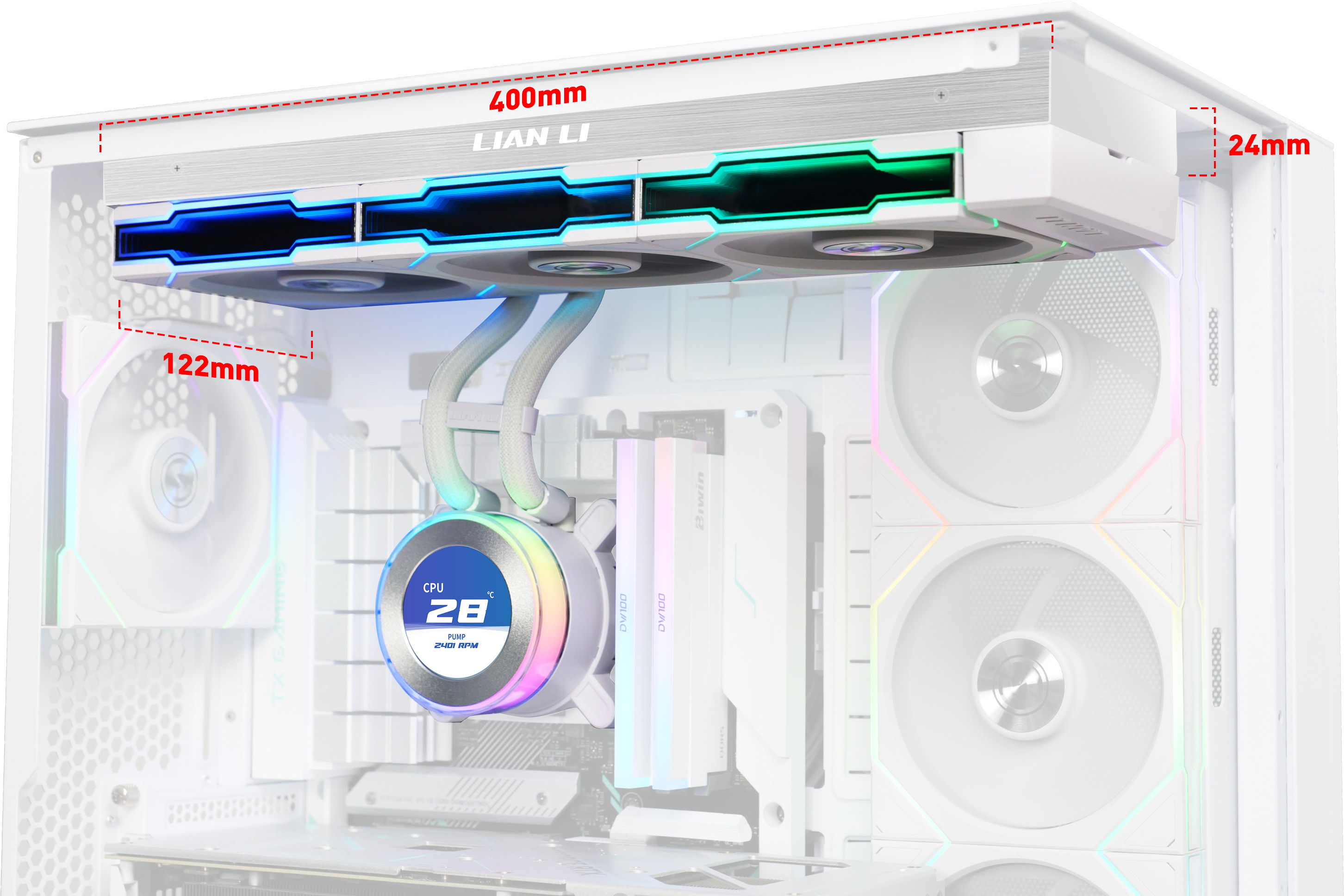 Lian Li - Water Cooler CPU AIO Lian Li HydroShift II LCD 360TL Wireless Branco - 360mm