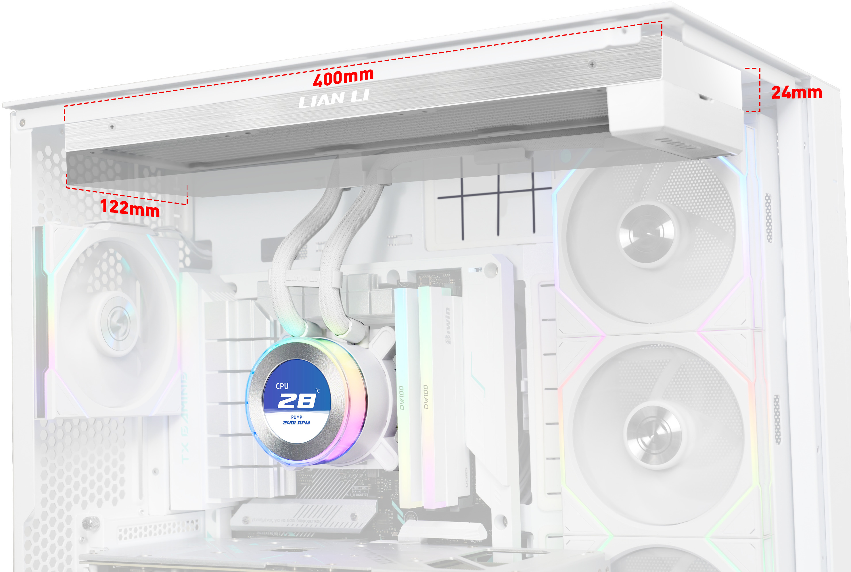 Lian Li - Water Cooler CPU AIO Lian Li HydroShift II LCD 360 Branco - 360mm S/Ventoinhas