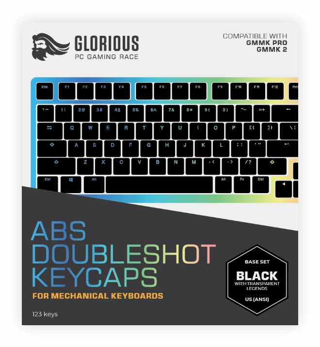 Glorious - Conjunto de 123 Teclas Glorious ABS Doubleshot V2 Preto (US ANSI)
