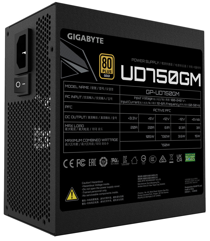 Gigabyte - Fonte Gigabyte GP-UD750GM 750W 80+ Gold Modular