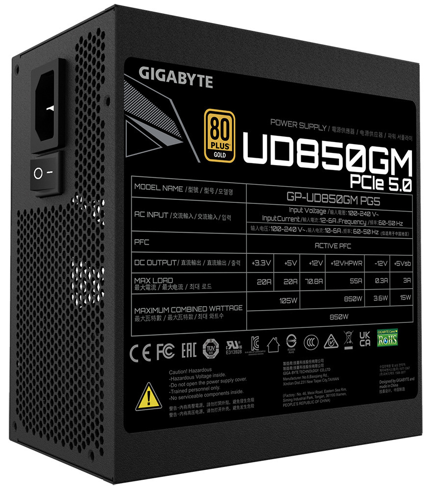 Gigabyte - Fonte Gigabyte Aorus GP-UD850GM 850W 80+ Gold Modular PCIE 5.0