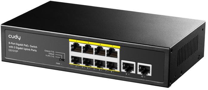 Cudy - Switch Cudy GS1010P 8 Portas 10/100/1000Mbps UnManaged 2 Gigabit Uplink Ports