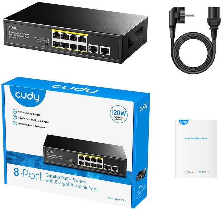 Cudy - Switch Cudy GS1010P 8 Portas 10/100/1000Mbps UnManaged 2 Gigabit Uplink Ports