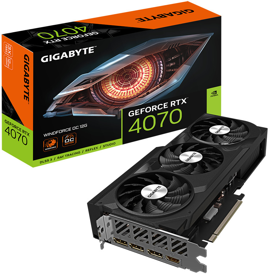 Gráfica Gigabyte GeForce® RTX 4070 WindForce OC 12GB GD6X DLSS3