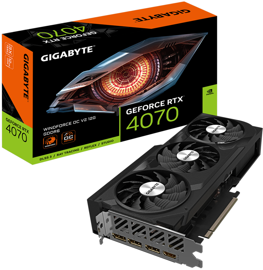 Gráfica Gigabyte GeForce® RTX 4070 WindForce OC V2 12GB GDDR6X DLSS3