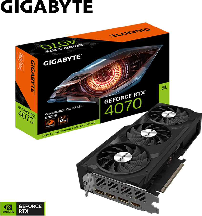 Gigabyte - Gráfica Gigabyte GeForce® RTX 4070 WindForce OC V2 12GB GDDR6X DLSS3