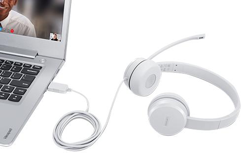 Lenovo - Headset Lenovo 110 Stereo Branco USB