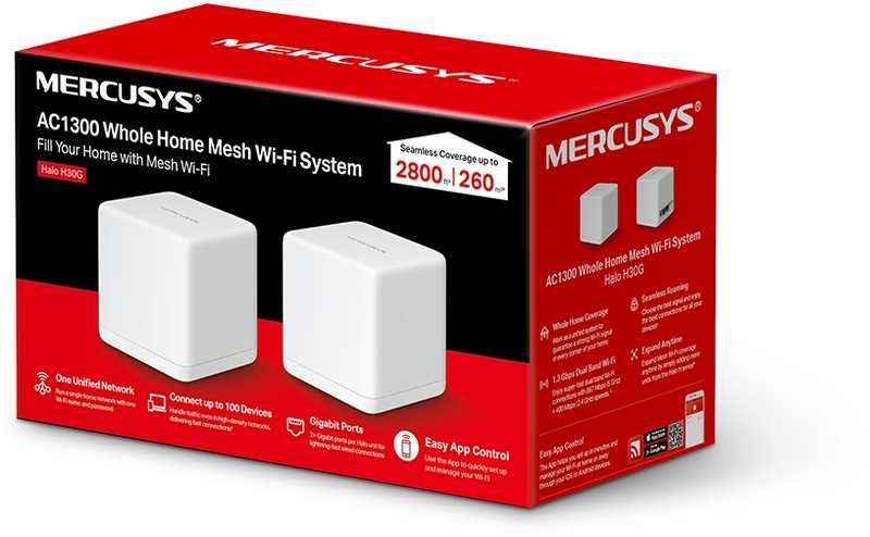 Mercusys - Sistema Mesh Mercusys HaloH30G AC1300 Whole Home Mesh Wi-Fi System (Pack 2)