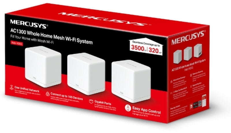 Mercusys - Sistema Mesh Mercusys HaloH30G AC1300 Whole Home Mesh Wi-Fi System (Pack 3)