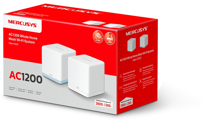 Mercusys - Sistema Mesh Mercusys HaloH32G AC1200 Whole Home Wi-Fi 5 Gigabit (Pack 2)