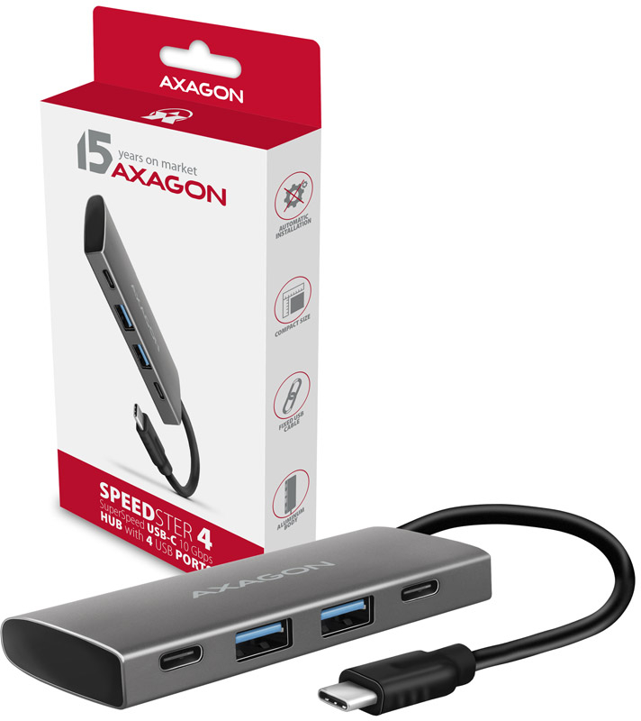 AXAGON - Multiport-Hub AXAGON HMC-4G2, USB 3.1, Gbit-LAN, 2x USB-A, 2x USB-C