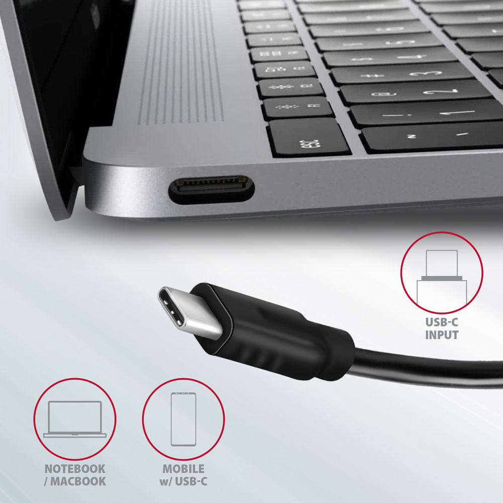 AXAGON - HUB USB-C AXAGON HMC-5G21 2x USB-A + 2x USB-C + HDMI, USB-C 3.2 Gen 2 10Gbps, PD 60W