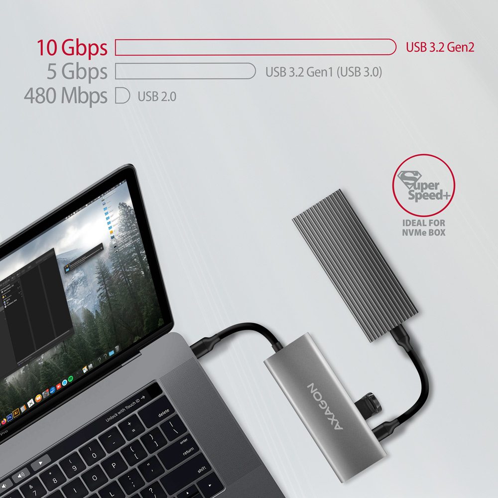 AXAGON - HUB USB-C AXAGON HMC-5G21 2x USB-A + 2x USB-C + HDMI, USB-C 3.2 Gen 2 10Gbps, PD 60W