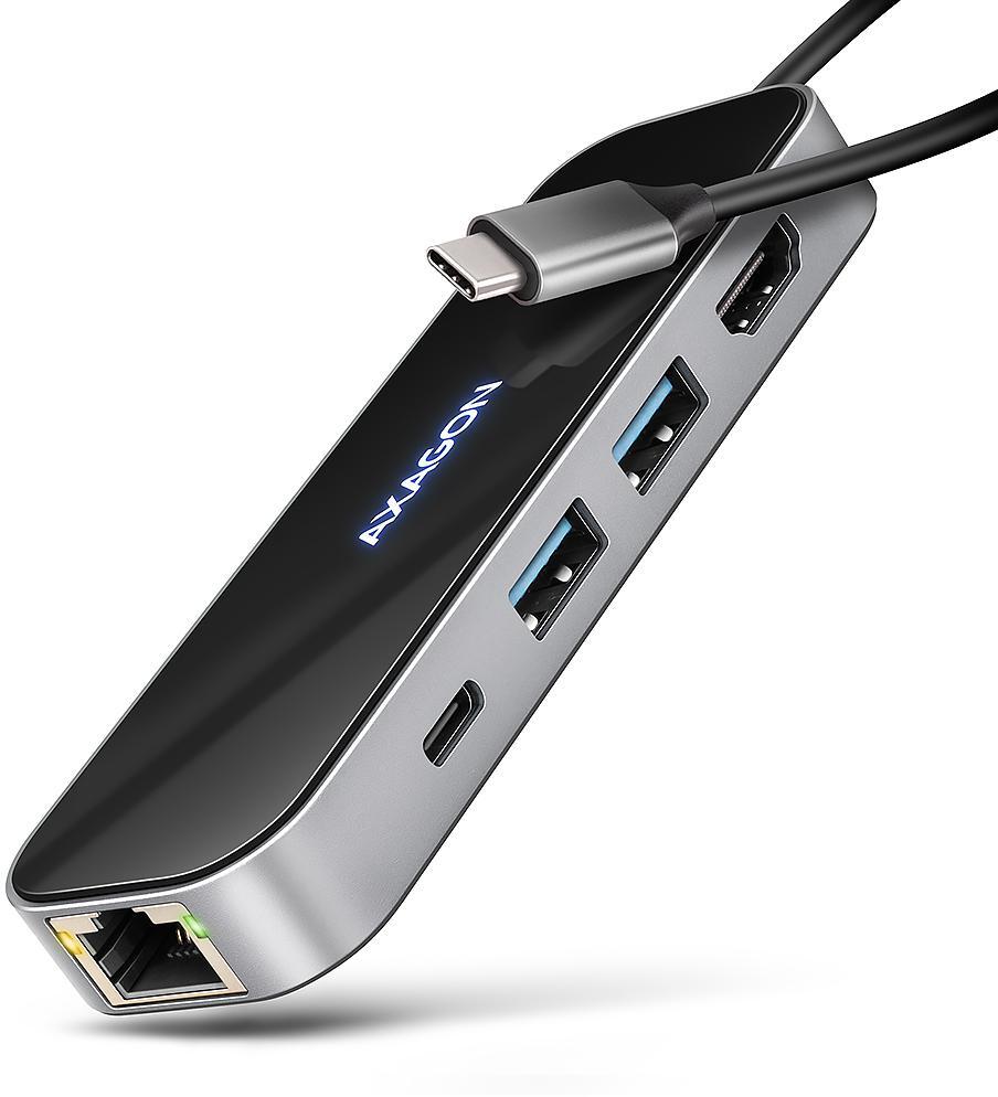 AXAGON - Multiport-Hub AXAGON HMC-6GLN 2x USB-A 5Gbps, 1x USB-C 5Gbps, 4K/60Hz HDMI, RJ-45, USB 3.2 Gen 1 hub, PD 100W, 20cm USB-C cable