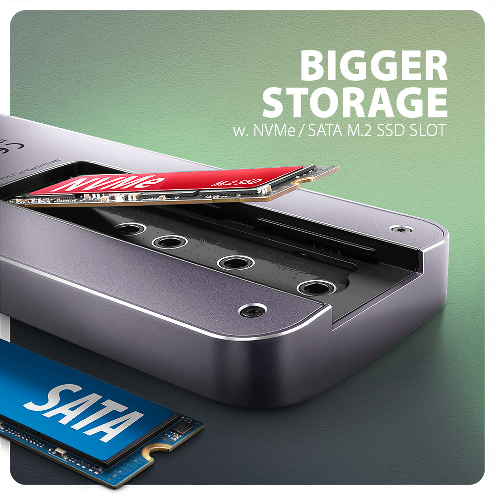AXAGON - Multiport-Hub AXAGON HMC-6GM2 USB-C 3.2 Gen 2 M.2 SATA/NVMe + HDMI + 1x USB-A + 1x USB-C + CR + PD 100W