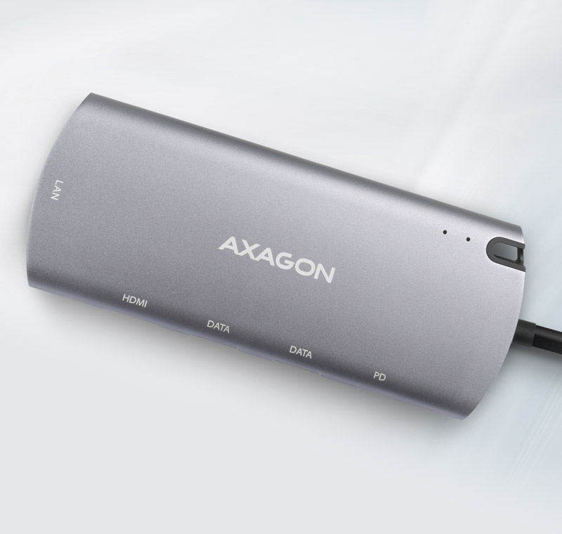 AXAGON - Multiport-Hub AXAGON HMC-6M2, USB 3.0, M.2-SATA, HDMI, Gbit-LAN, 2x USB-A, 1x USB-C