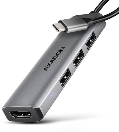 AXAGON - HUB AXAGON HMC-H3A 3x USB-A (2x USB2.0, 1x USB3.0) + HDMI 4K 30Hz, 3.2 Gen 1 , metal, 15cm USB-C cable