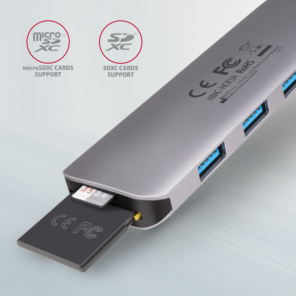 AXAGON - HUB USB-C AXAGON HMC-HCR3A 3x USB-A + HDMI + SD/microSD, USB-C 3.2 Gen