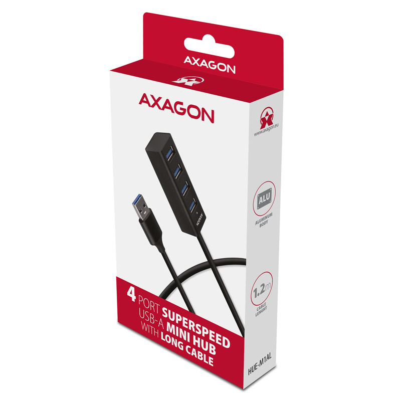 AXAGON - USB-A-Hub AXAGON HUE-M1AL, 4x USB 3.2 - 1.2m