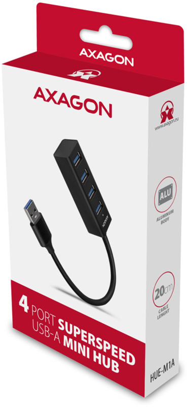 AXAGON - Mini Hub AXAGON HUE-M1A Superspeed USB-A, 4x USB 3.0 - 20cm