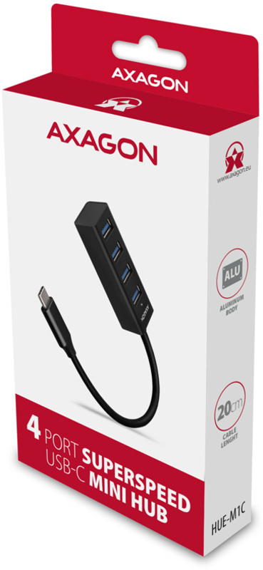 AXAGON - Mini Hub AXAGON HUE-M1C Superspeed USB-C, 4x USB 3.0 - 20cm