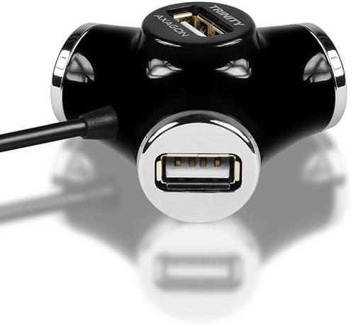 AXAGON - HUB USB AXAGON HUE-X3B 4x USB2.0 TRINITY Preto