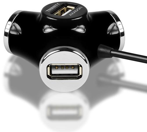 AXAGON - HUB USB AXAGON HUE-X3B 4x USB2.0 TRINITY Preto